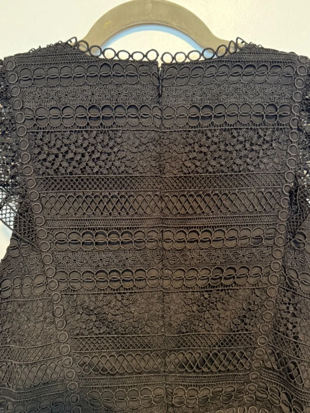 J. Crew Black Mixed Lace Cap Sleeve Ruffed Dress Size 8